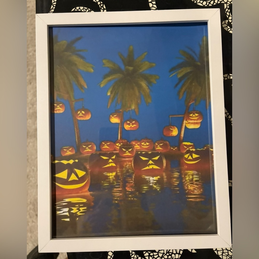 Tropical Island Halloween Jack-o'-Lanterns 8x10 Framed Art Print